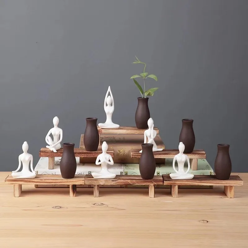 Керамическая фигурка Йога стеклянная ваза для цветов Zen Современная осанка