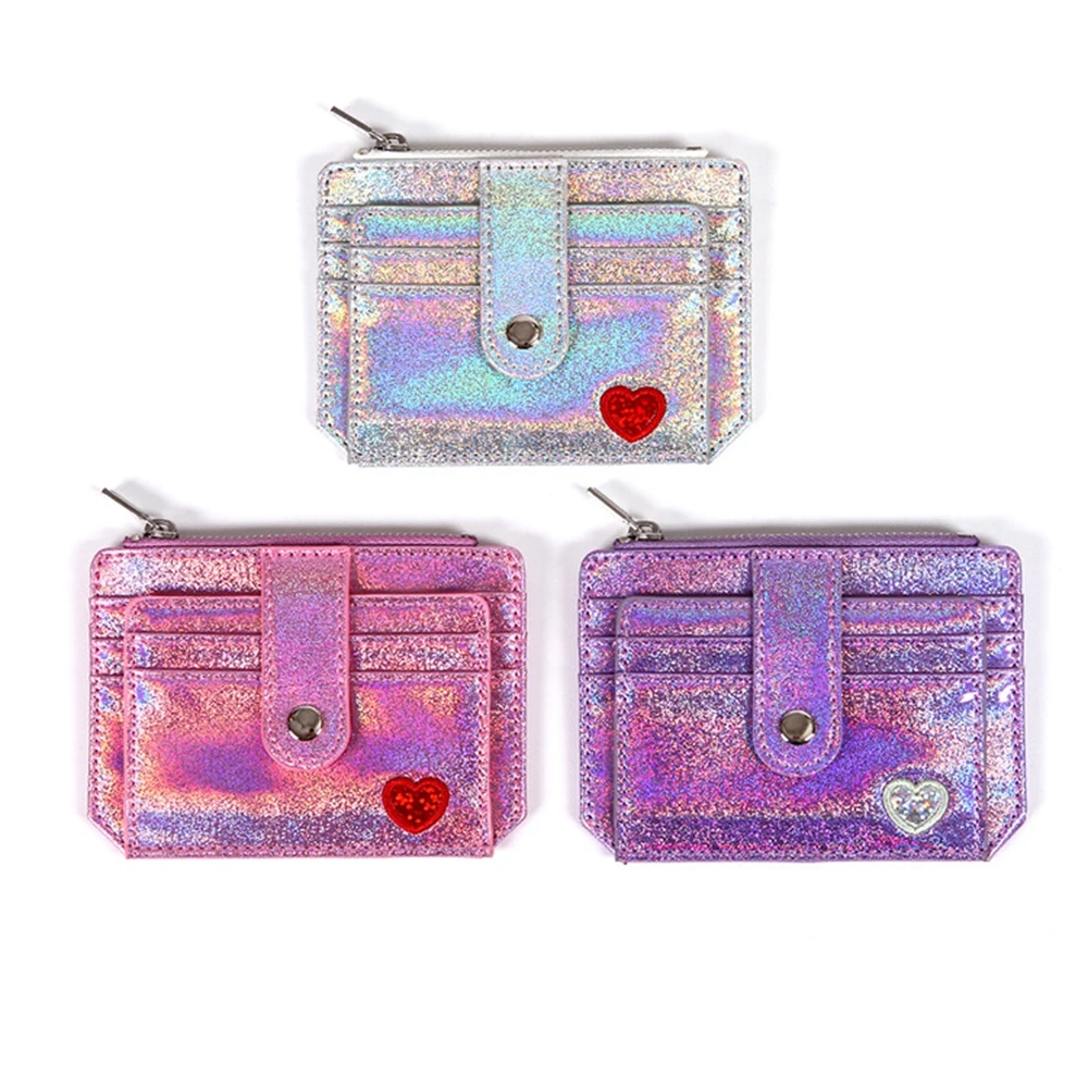 

Fashion Laser Shining Card Bag for Women Girls Sweet Heart Driver's License Bag ID Credit Card Holder Business Card Bags