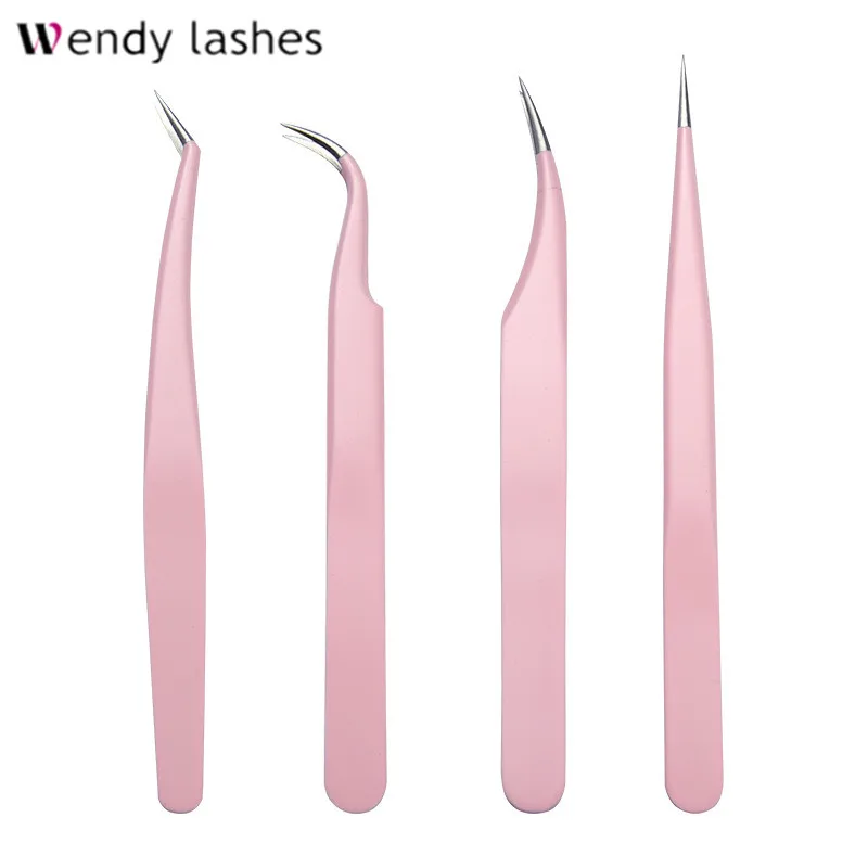 

Stainless Steel Eyelashes Tweezers Professional For Lash Extension Rainbow Anti-static Eyelash Tweezer Makeup Fans Tool Supplies