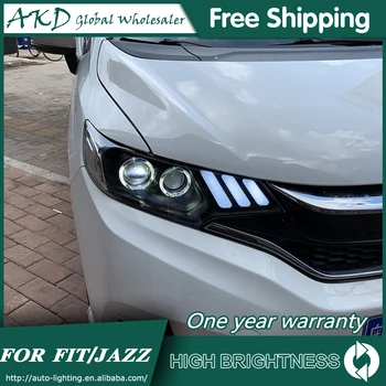 

Headlights For Car Honda Jazz 2014-2019 New Fit DRL Day Running Light Head Lamp LED Bi Xenon Bulb Fog Light Tuning Car Accessory