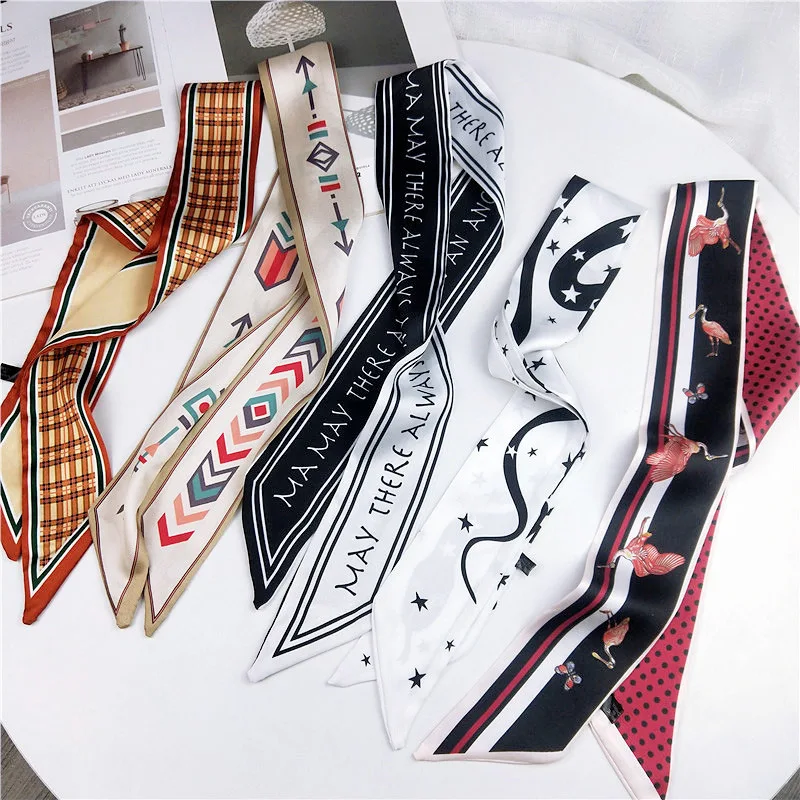 

Square Silk Scarf Women Fashion Print Small Neck Scarfs Office Lady Hair Band Foulard Hand Kerchief Female Bandana Shawl 2020