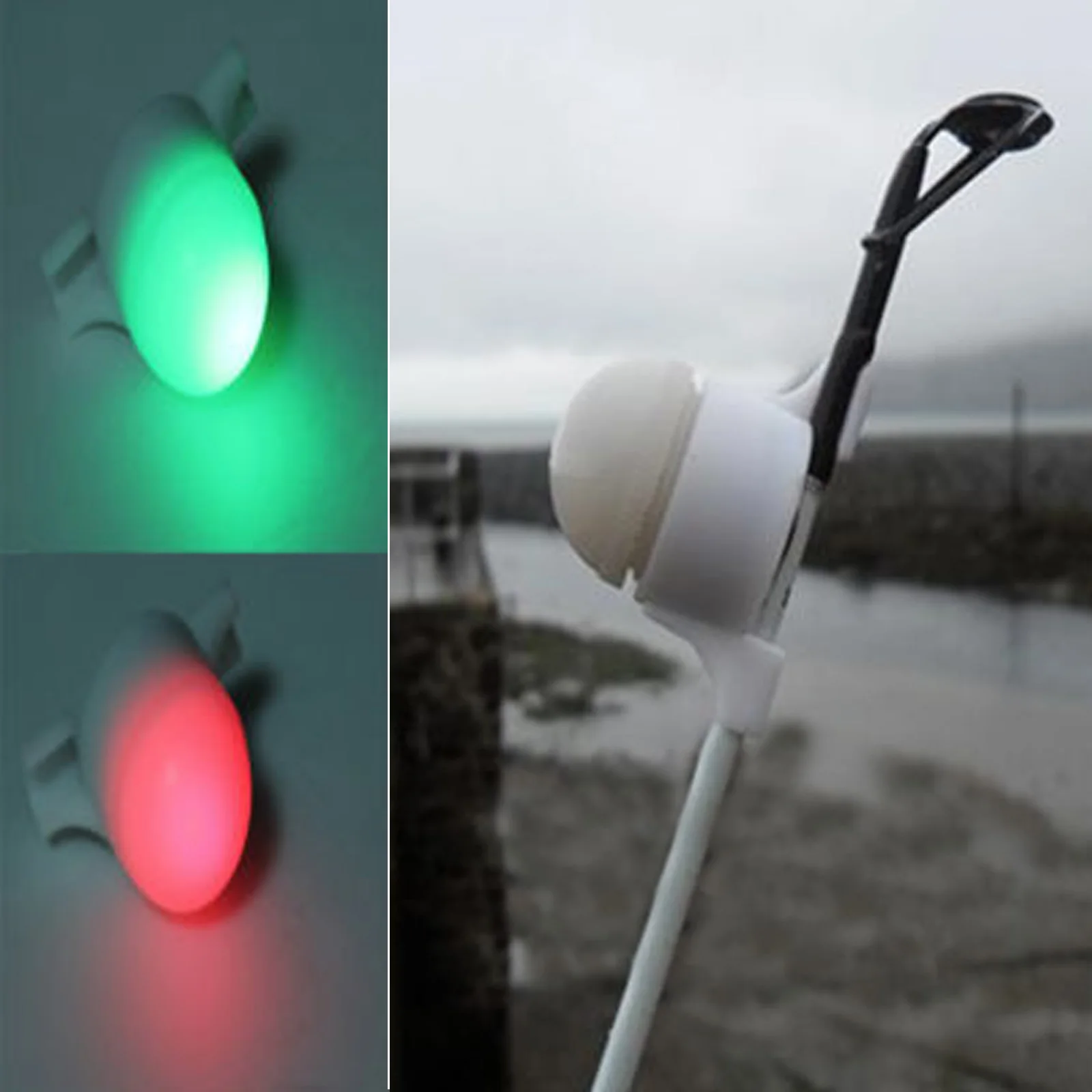 LED Night Fishing Rod Tip Clip on Fish Strike Bite Alert Alarm Light, Electronic Fishing Accessories with Rod Adapter, 2 in 1