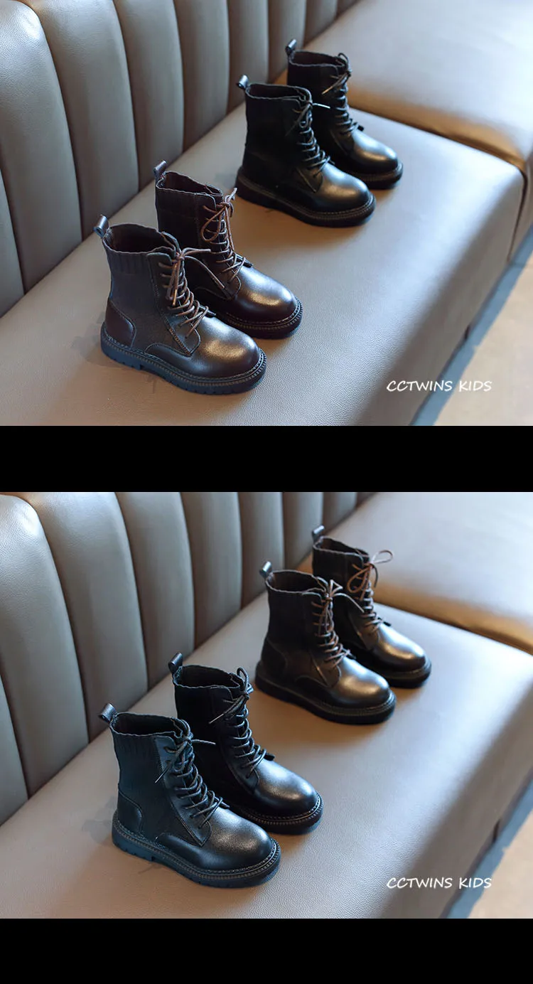 CCTWINS/детская обувь; коллекция года; зимние теплые ботинки martin для маленьких мальчиков; ботинки до середины икры для девочек; модная детская обувь черного цвета; MB133