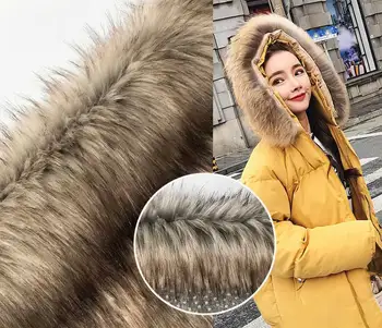 

Faux fur red coffee jacquard imitation braid hair fabric coat fur collar autumn and winter fabric