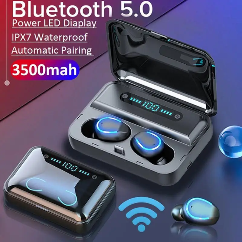 Bluetooth Wireless Headphones with Mic Sports Waterproof TWS Bluetooth Earphones Touch Control Wireless Headsets Earbuds Phone