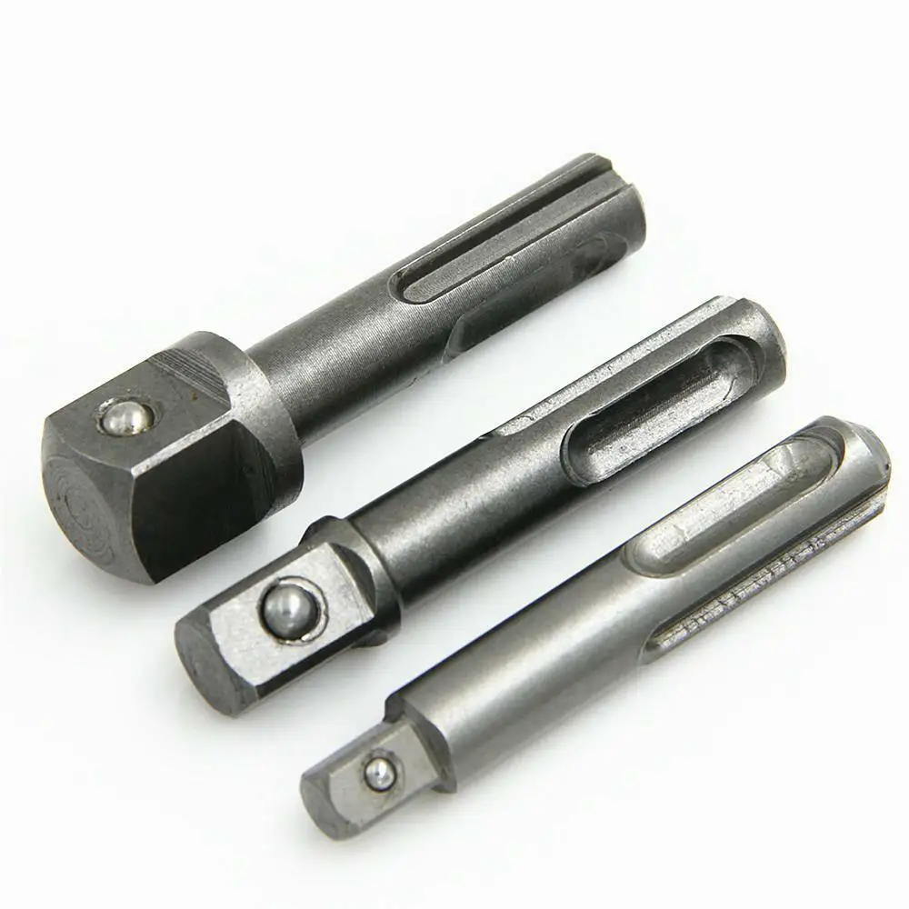 3pcs Socket Nut Driver Adaptor Set 1/4" 3/8" 1/2" SDS Drill Chuck Adapter Power Extension Tool For Hammer Impact | Инструменты