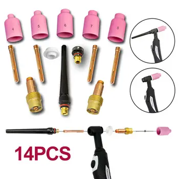 

14pcs /set TIG Welding kit For WP-17 WP-18 WP-26 Short Burner Cover Air Nozzle