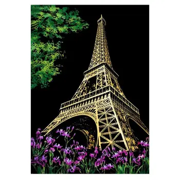 

Large City Night Kids Scraping Paper Scratch Picture Painting Travel Memory Urban Night Scene DIY Craft Birthday Gift for kids