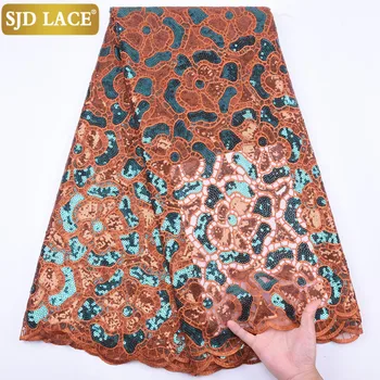 

SJD LACE Beatiful Sequins French Mesh Lace Fabric High Quality Heavy Sequins African Net Lace Fabric For Wedding Party ful1999B