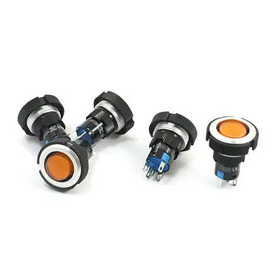 

5Pcs 22mm SPDT 1NO 1NC 5-Pin Locking Orange Pilot Lamp Push Button Switch 12V