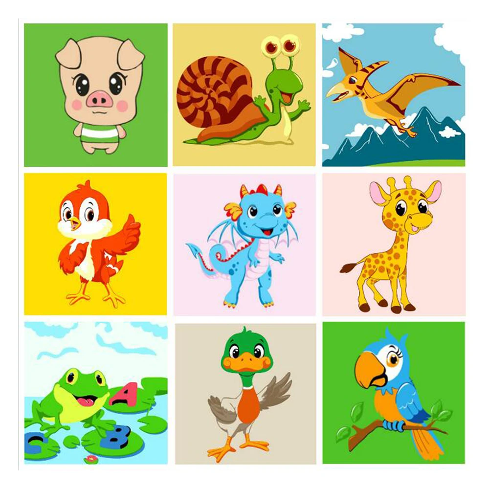 Frame Animals Diy Painting By Numbers Kit Kids Image Paint By Numbers Hand Painted Unique Gift For Children Art Painting Calligraphy Aliexpress