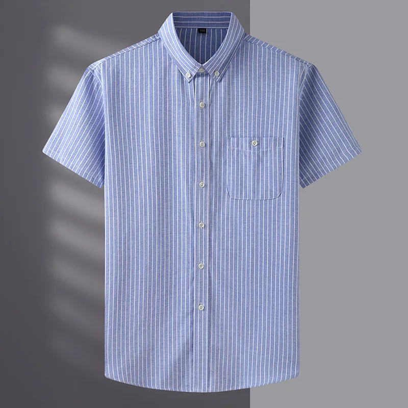 10XL 8XL 7XL Men's Loose Shirt Plus Size Summer Short Sleeve Fashion Stripes Business Work Casual Shirt men casual shirt