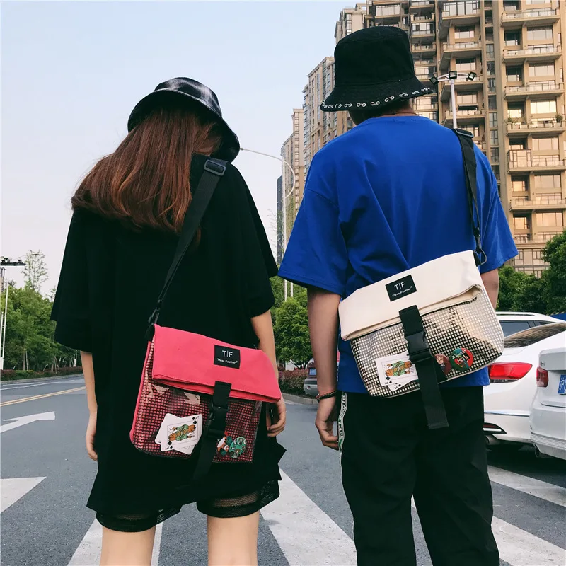 

Street Hong Kong Style Playing Cards Badge Cool Satchel Meng Some Acridine Nostalgic Trend Men And Women Literature And Art Shou
