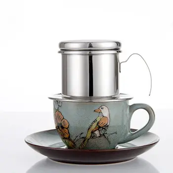 

Coffee Percolator Stainless Steel Vietnamese coffee Drip filters Single Cup Coffee Drip Pot Brewer - Portable Paperless for Home