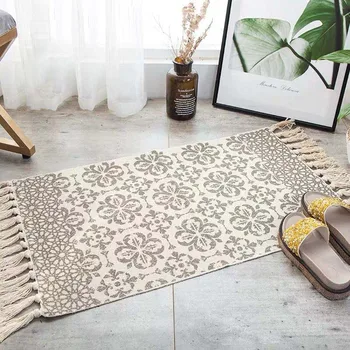 

Anti-slip Rug For Sofa Living Room Bedroom Carpet Cotton Linen Tassels 60x90cm Prayer Mat Tapestry Home Decoration Braided Rugs
