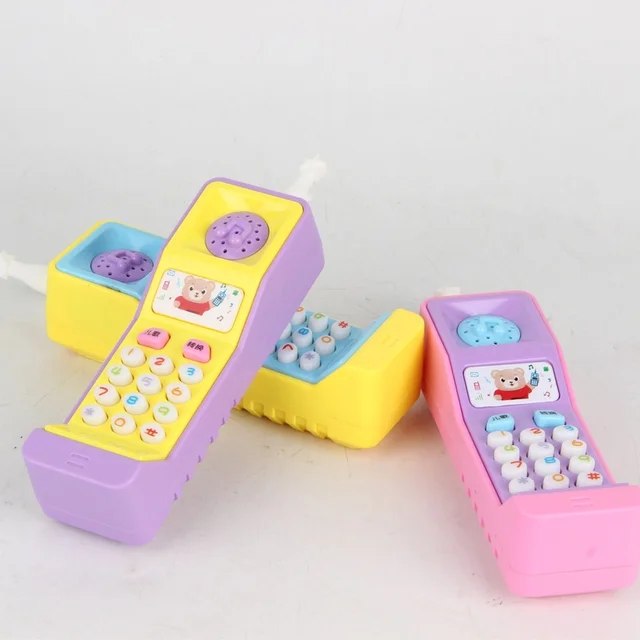 1PCs Plastic Kids Telephone Machine Cell Phone Toy Learning Machine Point Reading Electric Study Music Vocal Education Toys 2