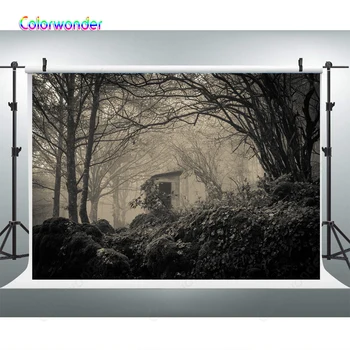 

Halloween Backdrop Haunted House Horror Forest Background Graveyard Ghost Photo Background for Halloween Picture Photoshoot Prop
