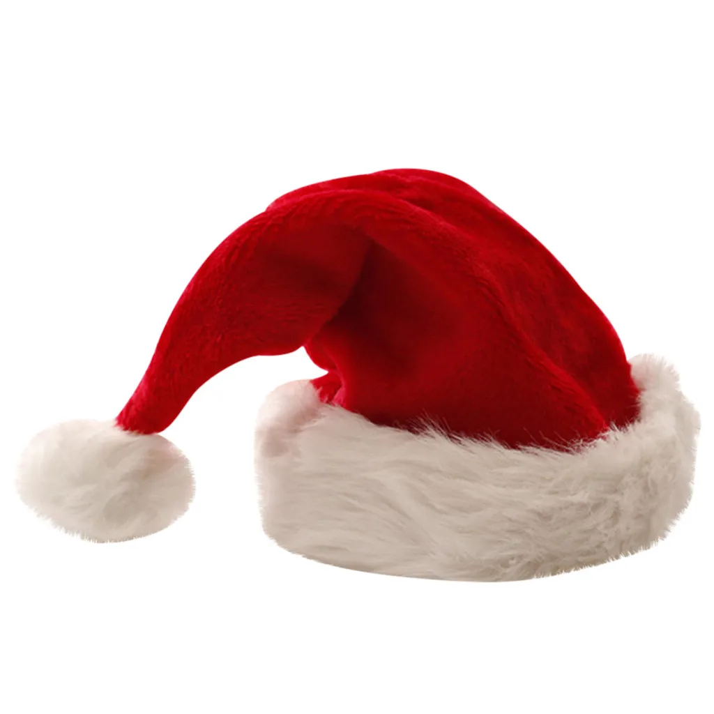 Men Women Children Christmas Hat in Santa Hats Hot Thick Ultra Soft Plush Cute Claus Bonnet Holiday Fancy Dress Party Cap - Цвет: RD