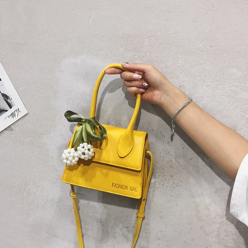

JIULIN 2019 new three-dimensional ladder small square bag sweet lady pearl ball pendant with one shoulder slanted women's bag