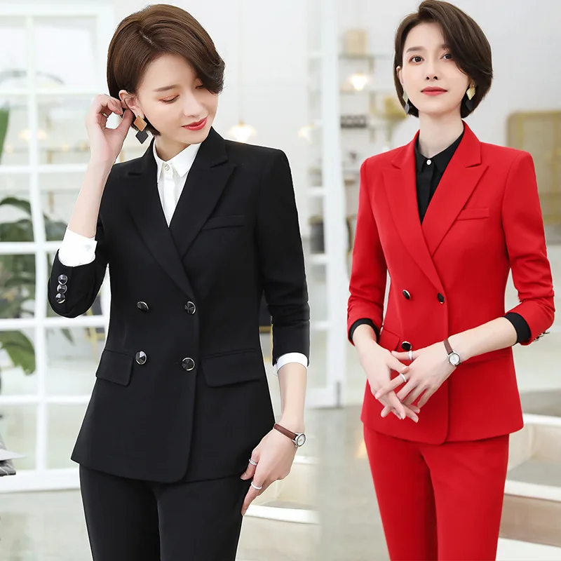 

Female Elegant Business Uniform 2 Piece Set Pant Suits for Ladies Women's Business office Work Wear Blazers Trouser Sets Jacket