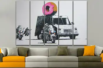 

Canvas Painting Banksy Donut Split Wall Art HD Printing Poster Police Street Home Decorative Modern Living Room Modular Pictures