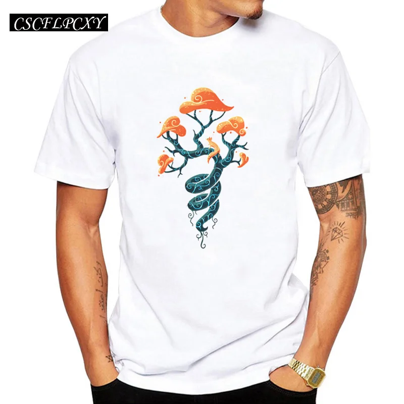 

2019 Newest Men's Fashion Magic Tree Printed T-Shirt Summer Cool Tops Fashion Tees