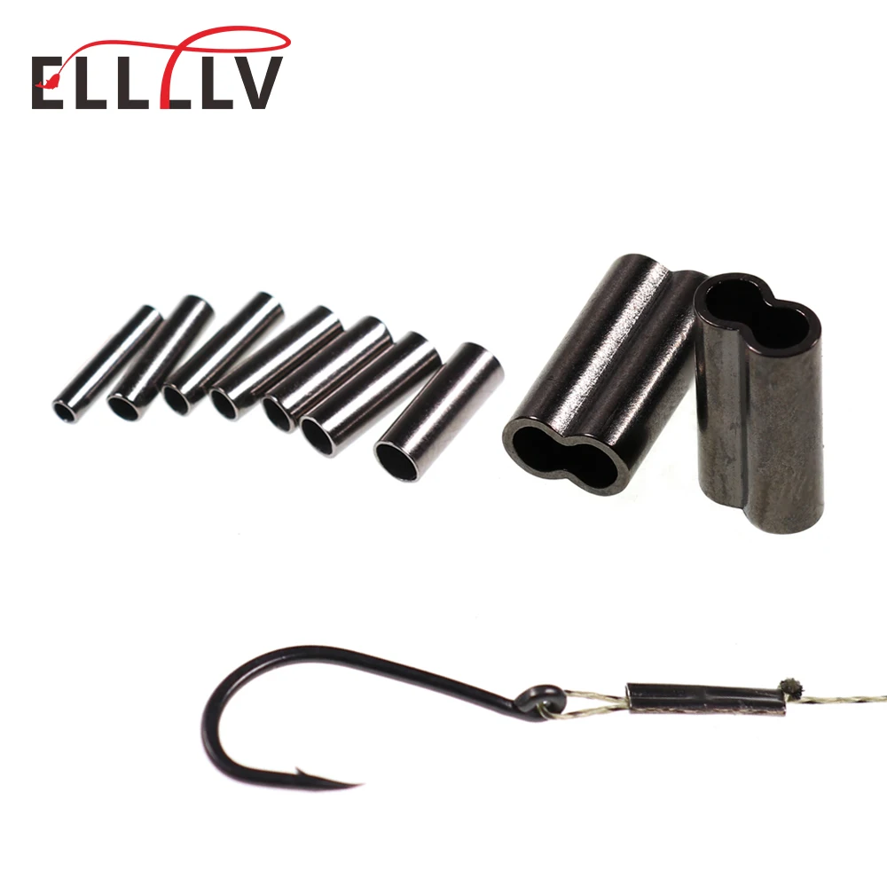 1000pcsBlackCopperSingleDoubleBarrelCrimpingSleevesFishingWire