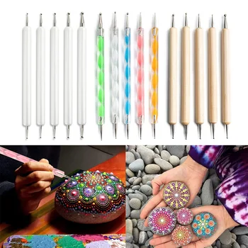 

Dotting Tools Set Ball Stylus Embossing Pattern Clay Sculpting Carving Modeling Tools Nail Art Mandala Rock Painting 15Pcs