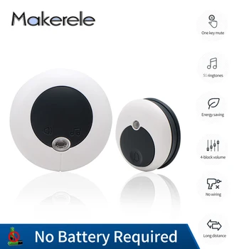 

EU Plug Wireless Intelligent Remote Control Doorbell button and receiver No Battery Required for Home/Office Easy Installtion