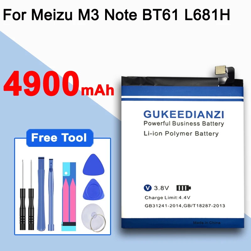 4900 мАч Высокая батарея BA621/BA612/BT15/BT61/BT68 для Meizu Note 5 M5 Note/M5 5S M5s/M3 M3s/M3 Note L681H M681H аккумулятор для телефона - Цвет: BT61 L681 M3 Note