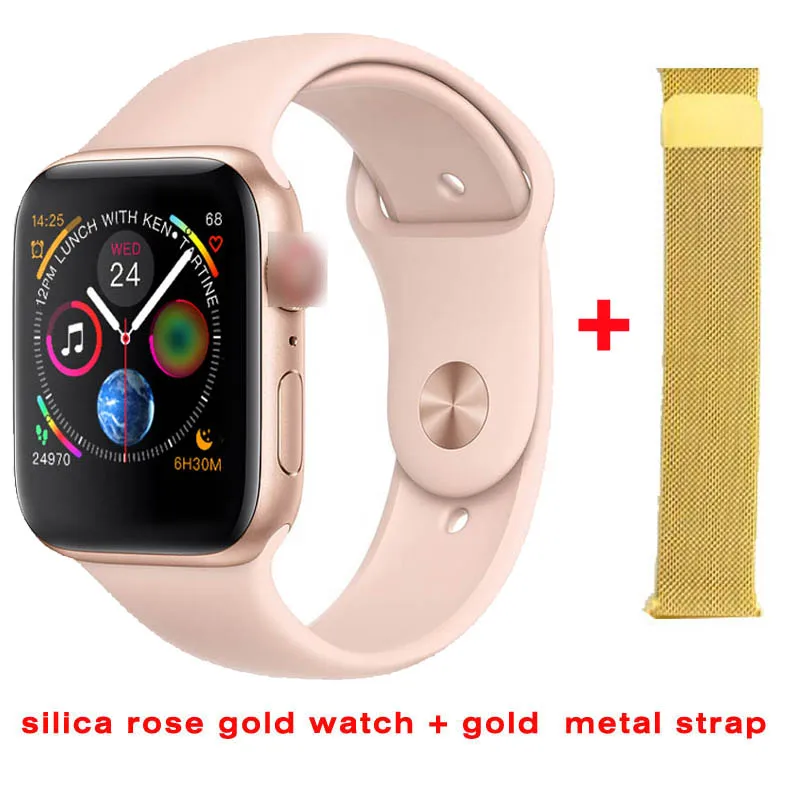 rose add gold IWO 8 W54 умные часы 44 мм серия 4 Чехол 1:1 Bluetooth умные часы ЭКГ часы для ios android Быстрая для дропшиппинг - Цвет: rose add gold