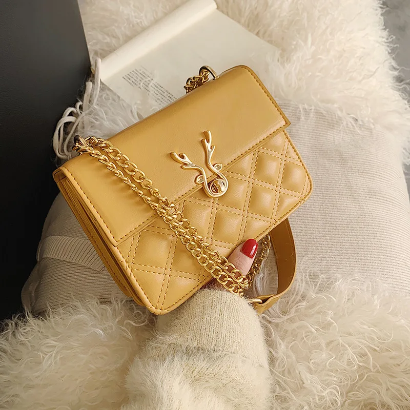 

2020 Early Spring New Style Women's Bag Rhombus Korean-style Square Sling Bag Cool Lock Design Chain Women's Bag