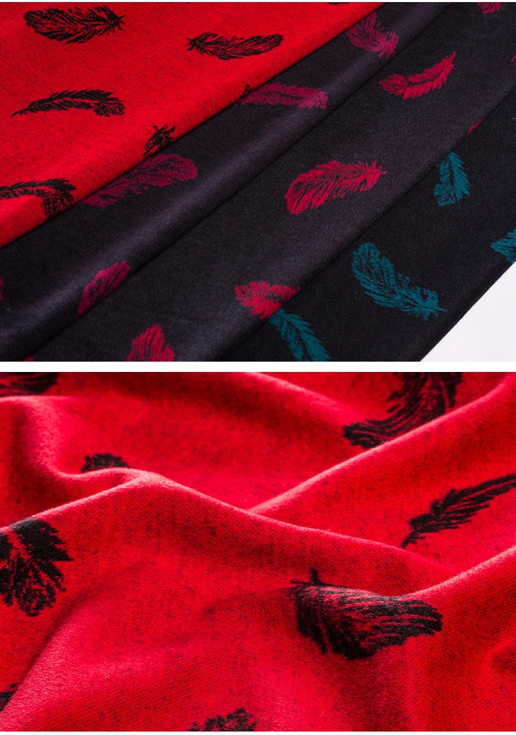 Autumn and winter wool fabric knitted velvet fabric high-end custom fashion material jacquard dress feather print cloth