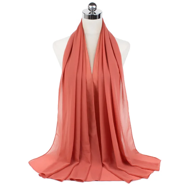 High Quality Good Stitching Stitch Plain Premium Heavy Chiffon Hijab Scarf Malaysian Women's Scarves Hijabs Long Shawl Shawls 38