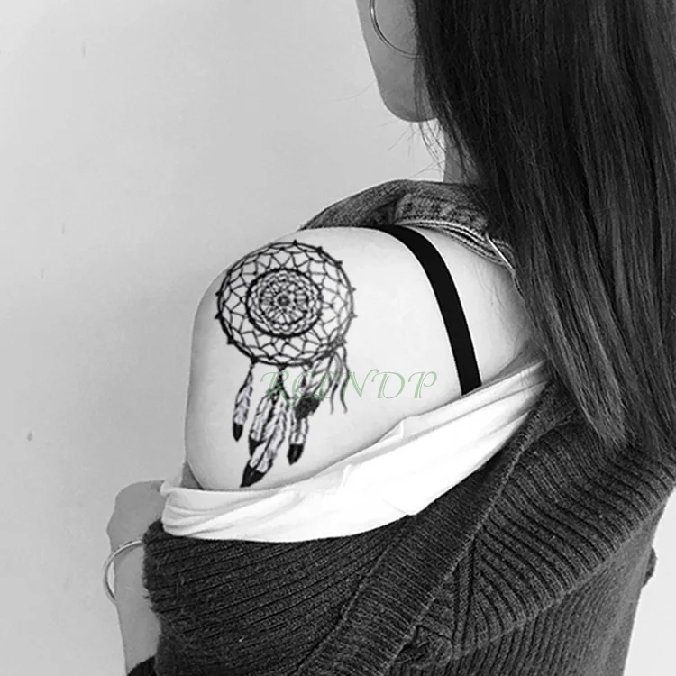 Водостойкая временная татуировка наклейка цвет Ловец снов перо бабочка стиль поддельные тату флэш боди-арт тату для мужчин и женщин - Цвет: Светло-серый