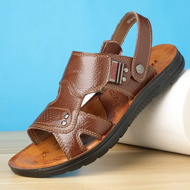 

Slipper Summer Sandals Men Sandals Soft-Sole Casual Massage Anti-slip Genuine Leather Sandals MEN'S SHOES Extra Large