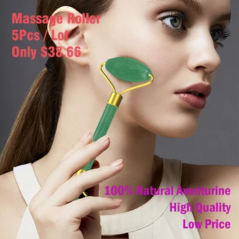 

5Pcs/lot Natural Aventurine Facial Beauty Roller Neck Massager Arm Slim Muscle Massage Relaxation Eye Massager Tools Wholesale