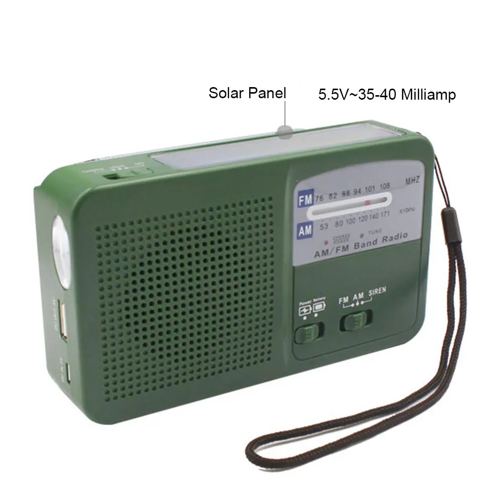 Radio LED Flashlight Camping Portable Multifunctional Bright Alarm Hand Crank Solar Powered AM FM Durable Charger Emergency | Электроника