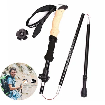 

Outdoor Walking Stick Portable Five-section Trekking Poles Telescopic Folding EVA Imitation Cork Hiking Cane for Outdoor Sports
