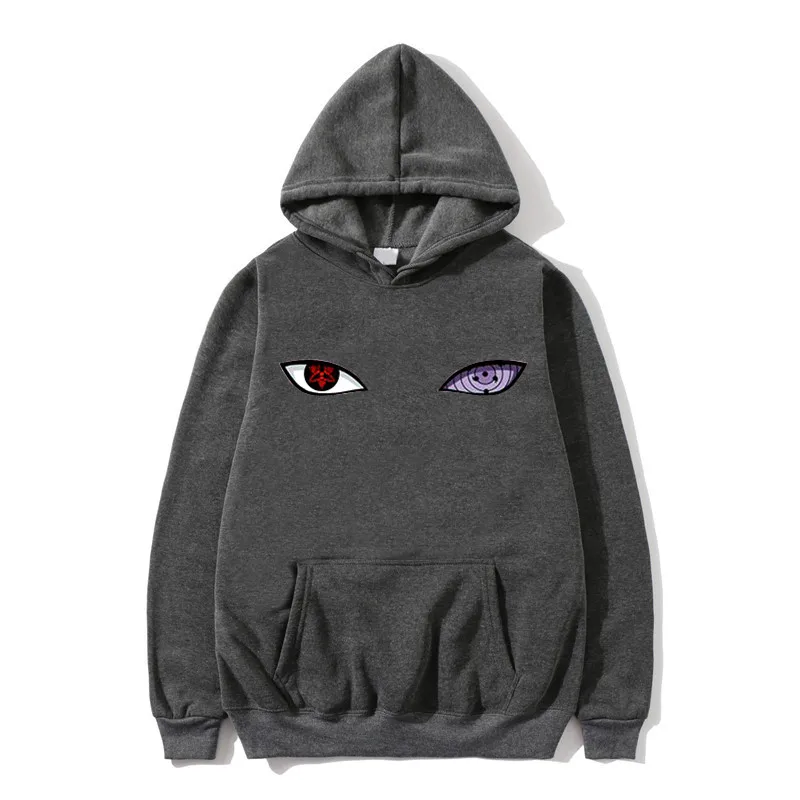 18Dark gray Новинка года, зимние толстовки Харадзюку С аниме Наруто Учиха Узумаки Хатаке глаза пуловер с рисунком толстовка хип хоп Уличная - Цвет: 18Dark gray