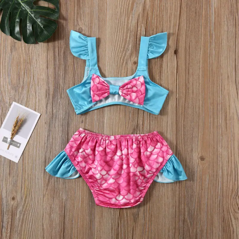 Baby Girls Toddler Kid Mermaid Swimwear Cute Bow Cartoon Swim suit