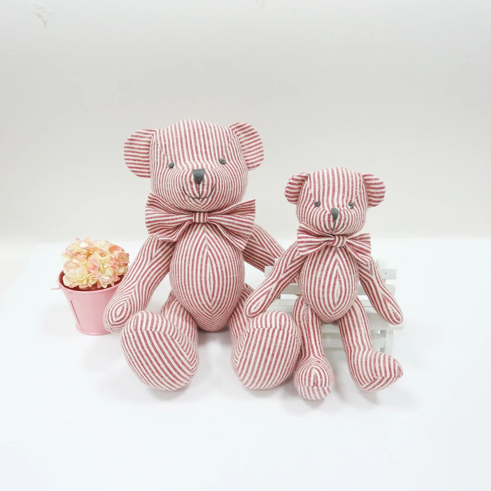 Роскошный 15 см мини хлопковый медведь, куклы, милые мягкие животные, плюшевые игрушки, милый розовый полосатый классический плюшевый медведь, игрушки