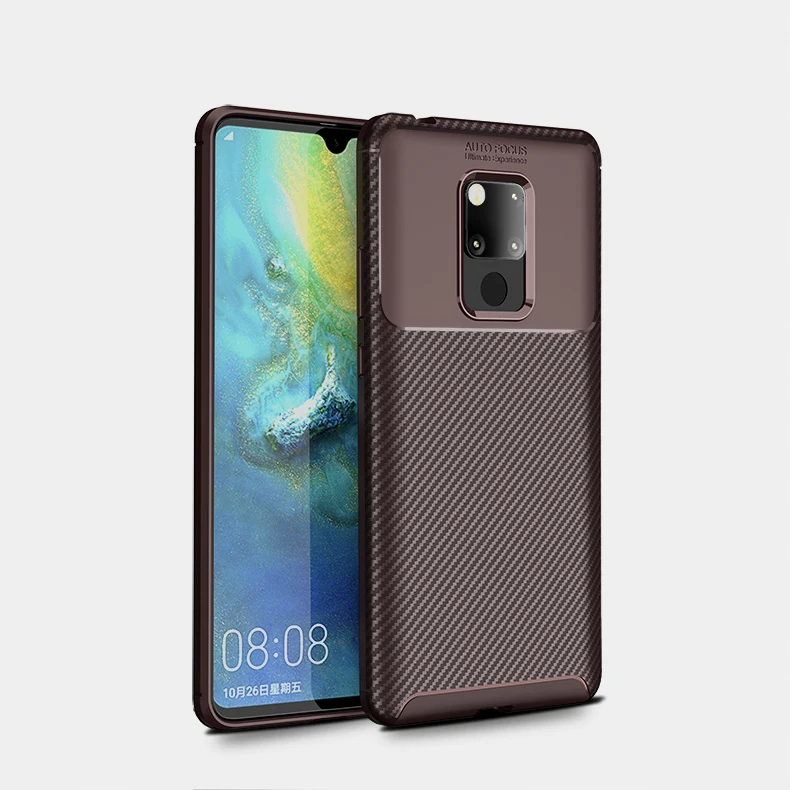 brown Для huawei mate 20 mate 20 Pro Чехол из углеродного волокна в полоску из ТПУ для huawei mate 20 Lite mate 20X пыленепроницаемый мягкий чехол - Цвет: brown