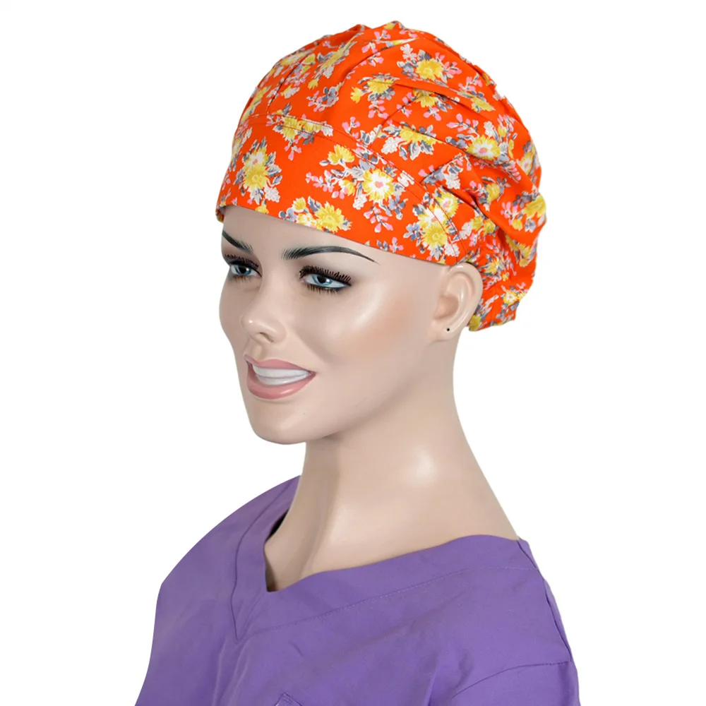 Bouffant Cap 7 Цветочный узор готовка буффан Рабочая кепка медицинская Спецодежда для медсестер шапка s хлопок с Sweatband больница доктор Рабочая шляпа - Цвет: Bouffant Cap 7