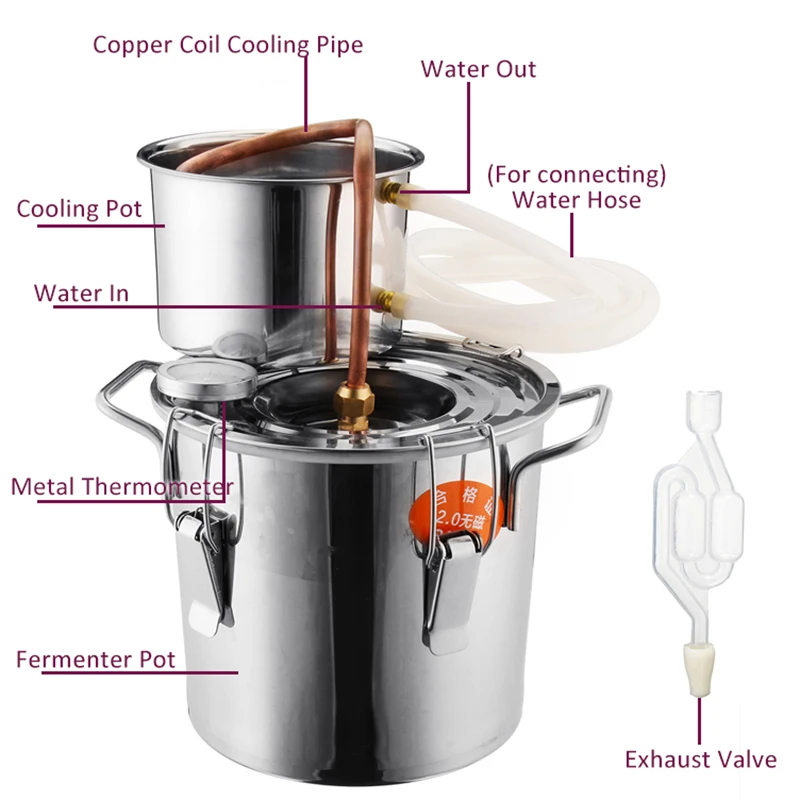 

Hot New 8L Wine Beer Alcohol Distiller Moonshine Alcohol Home DIY Brewing Kit Home Distiller Copper Distiller Equipment
