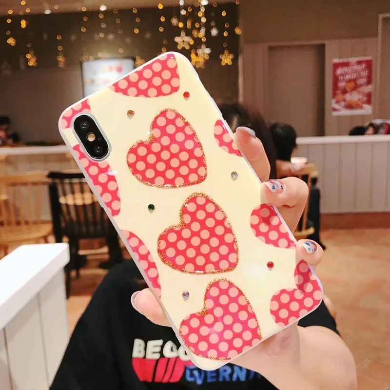 Блестящее со стразами чехлы для huawei P30 P20 Pro Mate20 Pro Classic dot love мягкий чехол для Honor 20 Pro Nova 3 4 5 back fundas - Цвет: 4