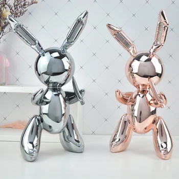 

Figurine Craft Shiny Balloon Dog Statue Home Decoration Accessories Xmas Gift Resin Balloon Rabbit Art Animal Europe
