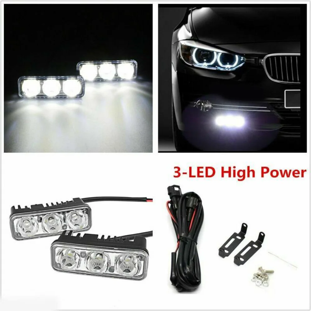Автомобильный DRL Дневной ходовой светильник 3LED водонепроницаемый противотуманный фонарь Универсальные Запчасти для вождения