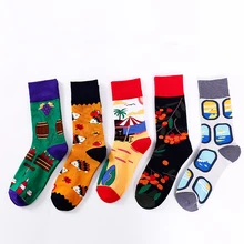 Женские хлопковые носки животные Ежик Фрукты Яблоко Вишня морской песок носки милые забавные взрослые мягкие Повседневные носки