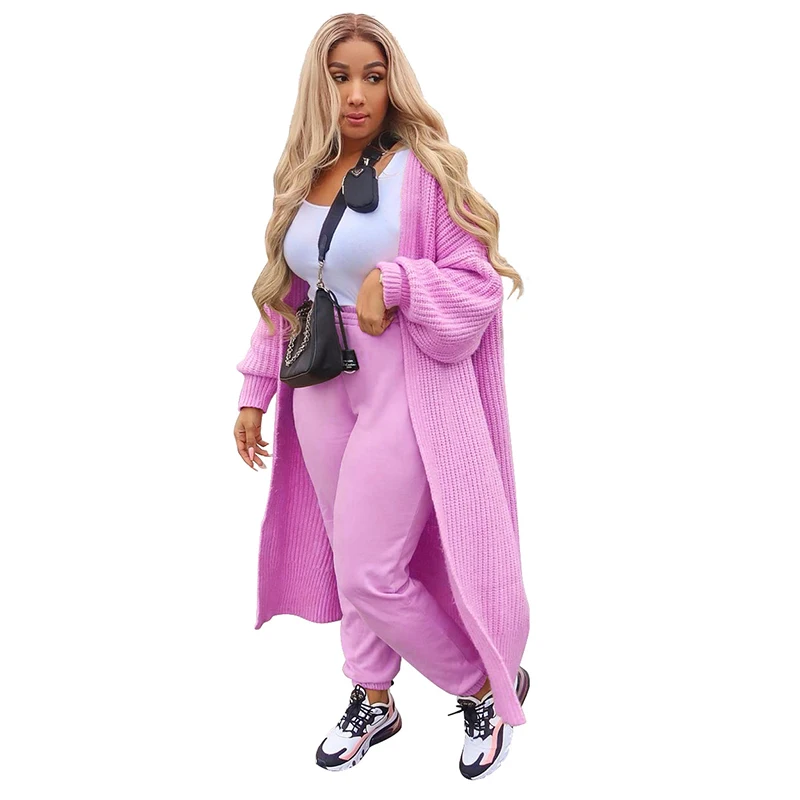 Длинные кардиганы для женщин однотонный свободный свитер с V-образным вырезом и